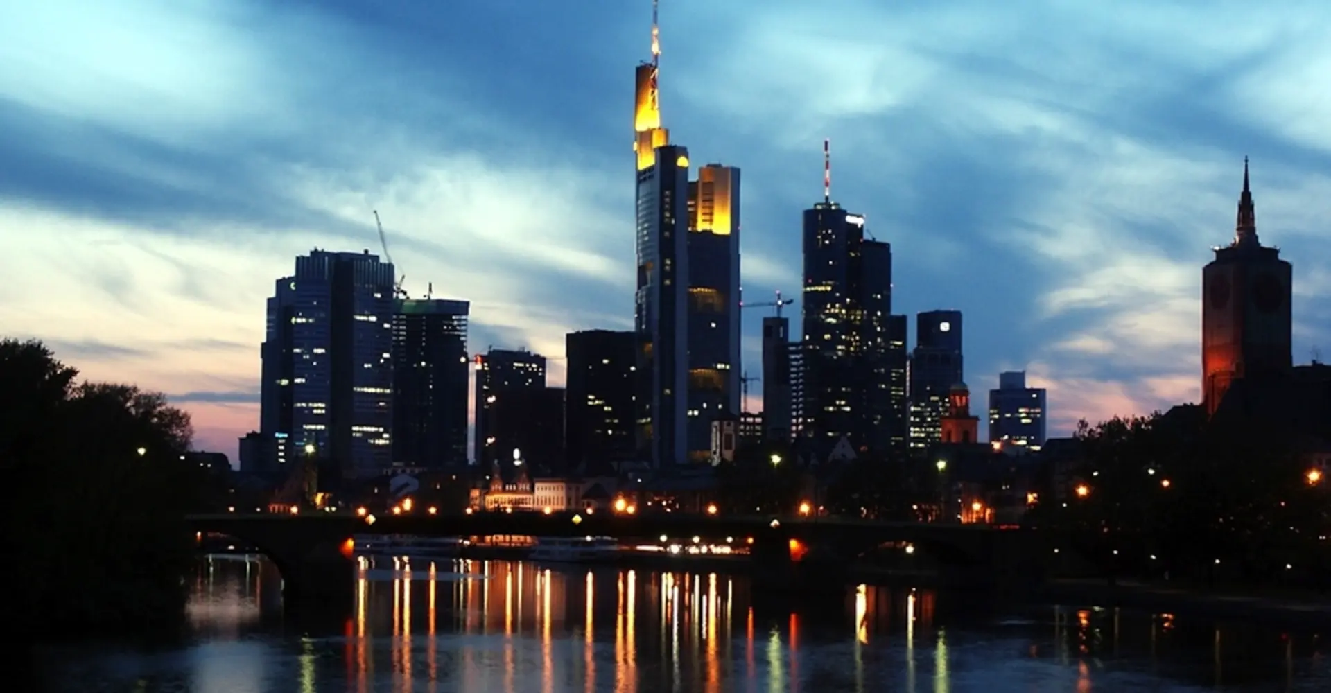 Germany city skyline at dusk